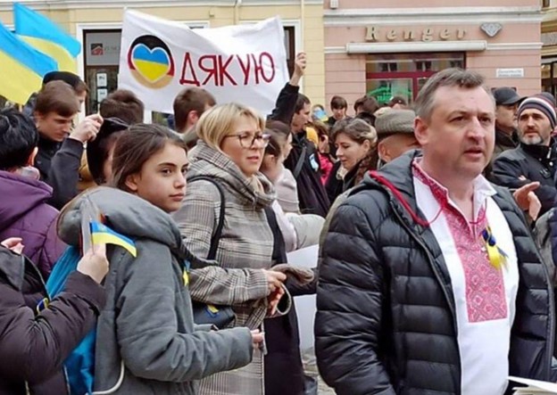 Сергій Косяк на проукраїнській акції в Баутцені